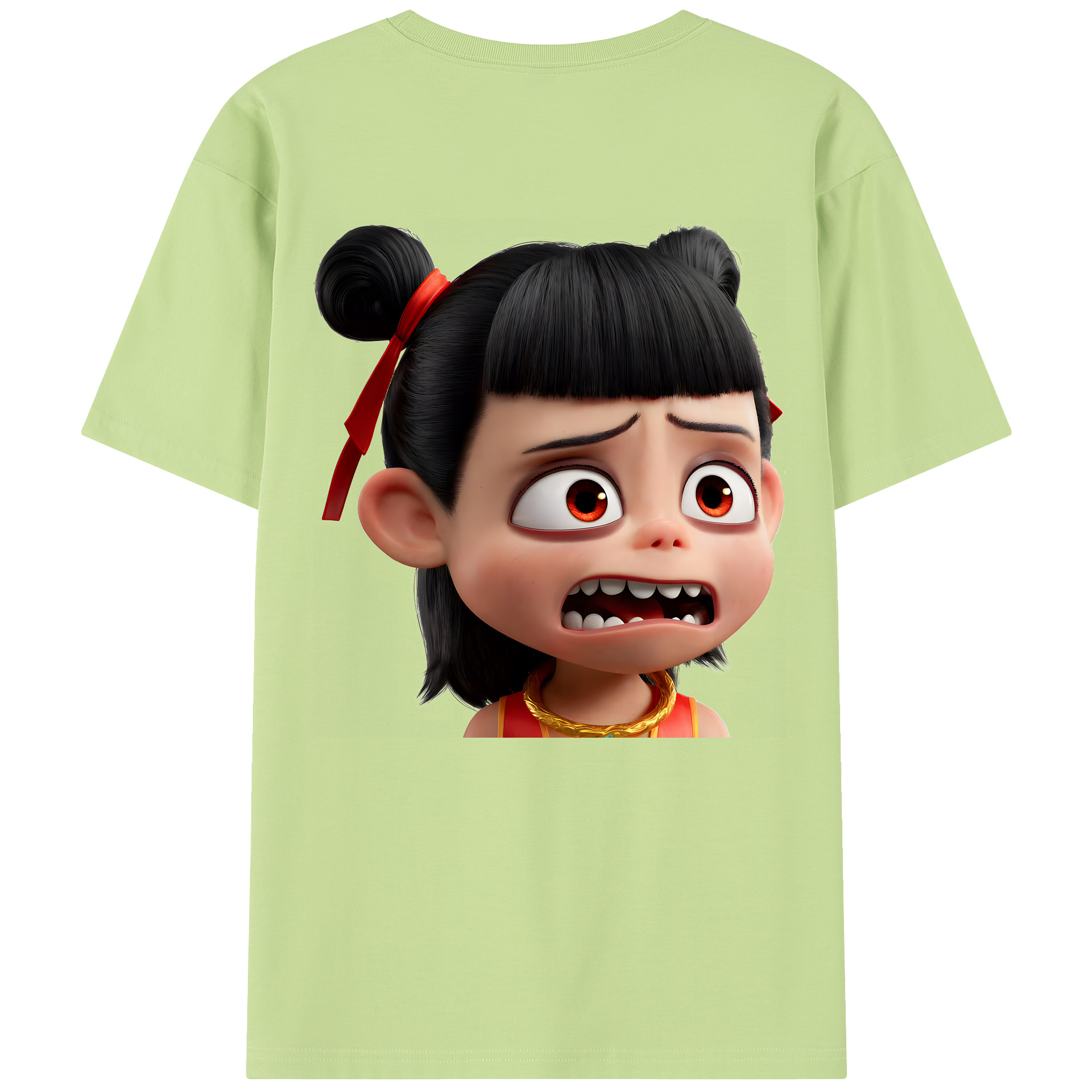 （画像用） Ne Zha 2 ナタ 魔童の大暴れ 綿100％半袖Tシャツ（背面プリント）
